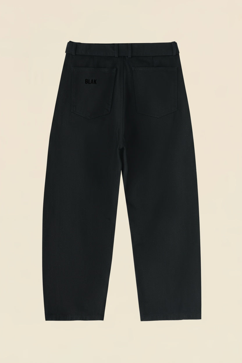 Cotton Belted Curved Pants