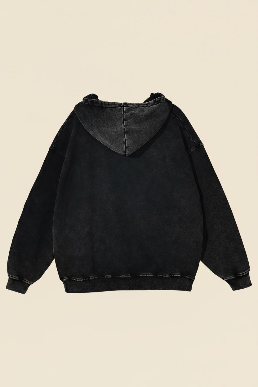 Snow Washed Loose Cotton Hoodie