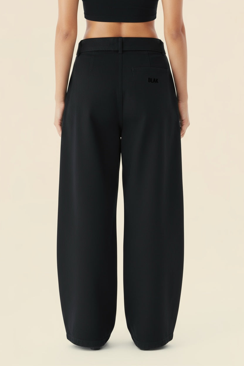 Cotton Belted Curved Pants