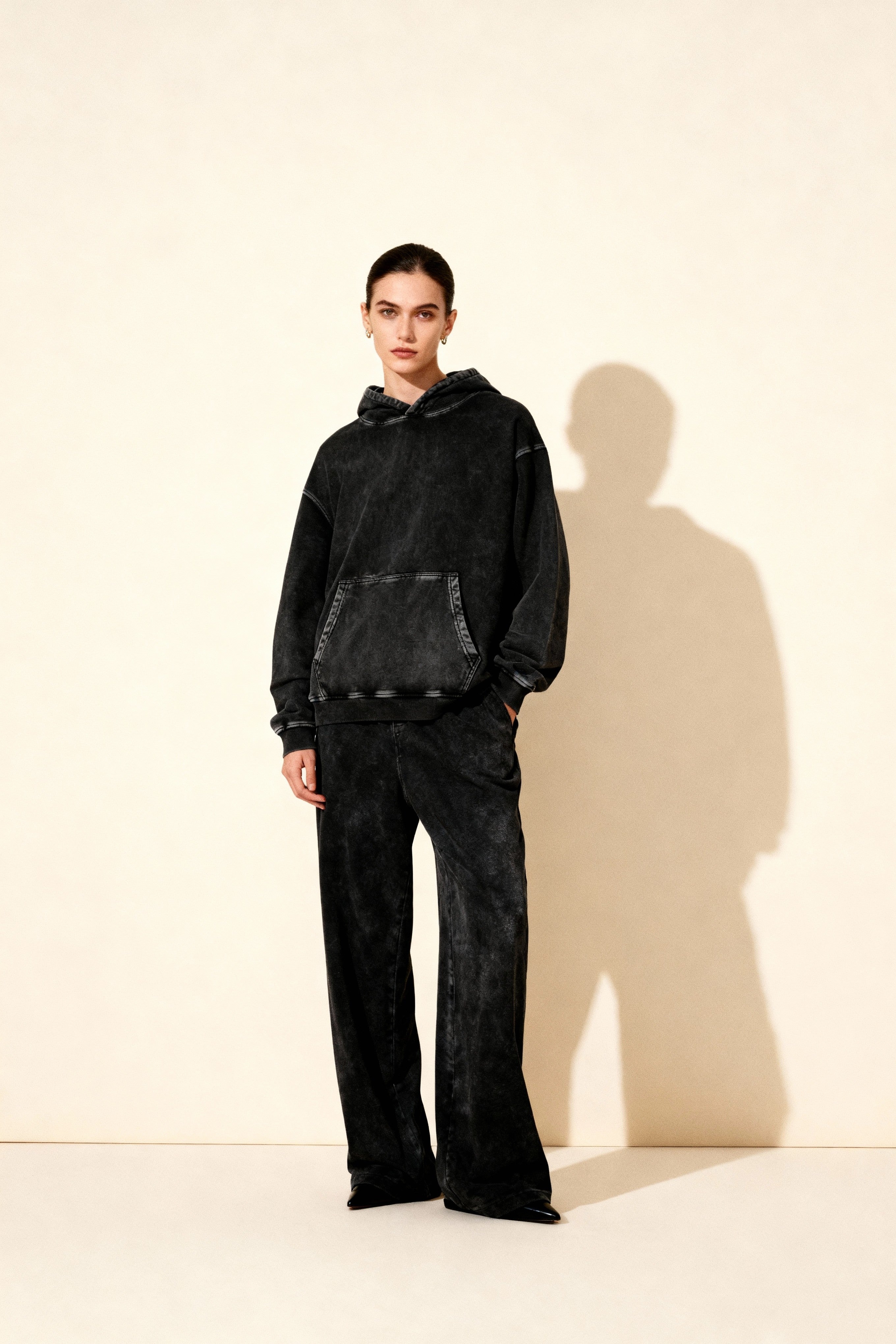 Snow Washed Loose Cotton Hoodie