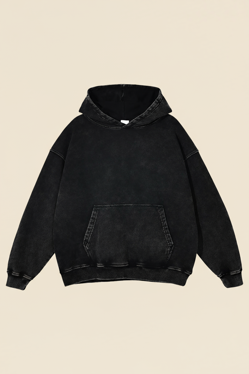 Snow Washed Loose Cotton Hoodie