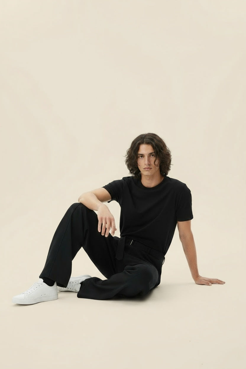 Cotton Belted Curved Pants