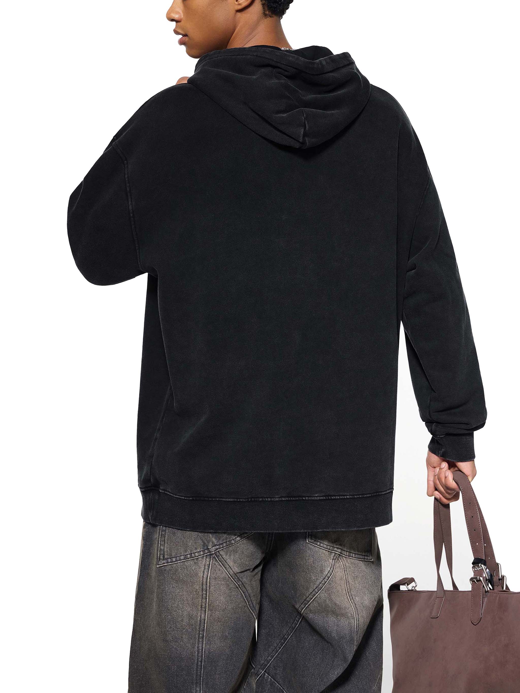 Snow Washed Loose Cotton Hoodie